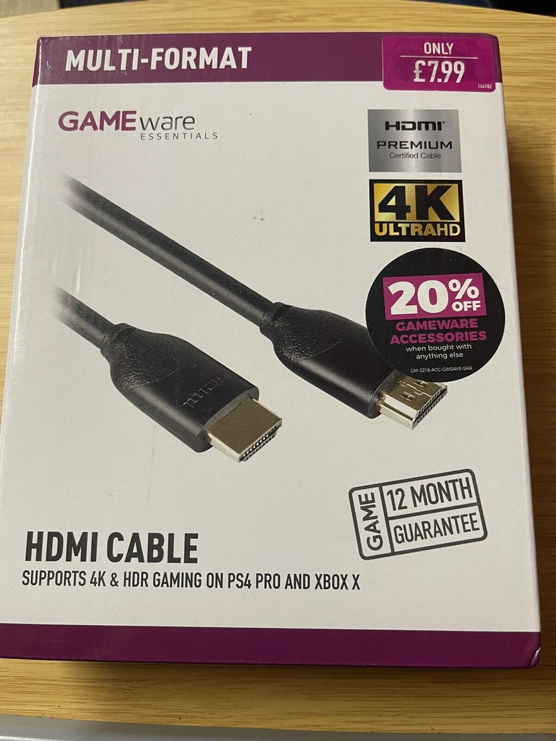 Gameware Essentials HDMI Cable - Supports 4K and HDR Gaming (2 Metres)