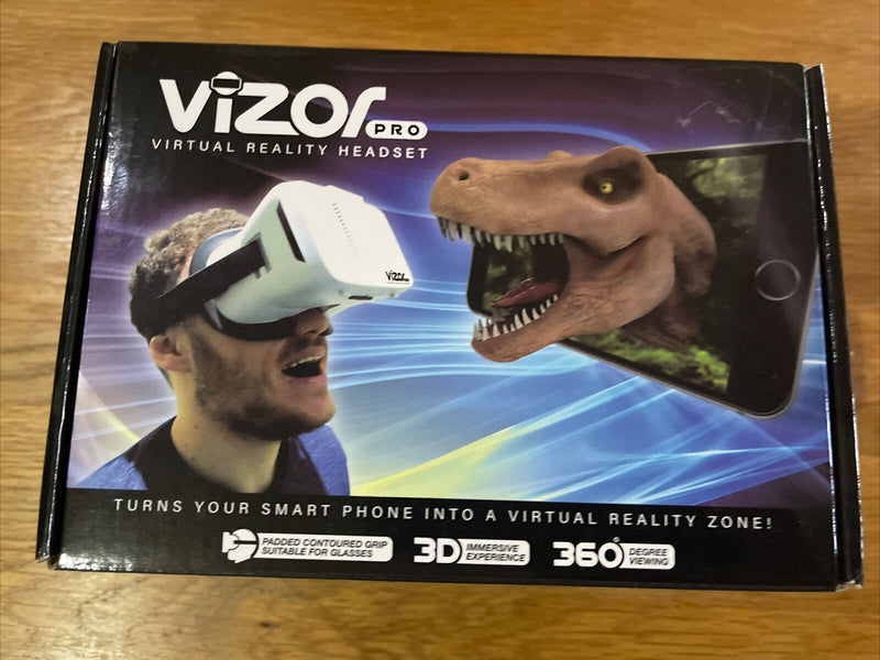 Vizor Pro Virtual Reality Headset in white with the head staps