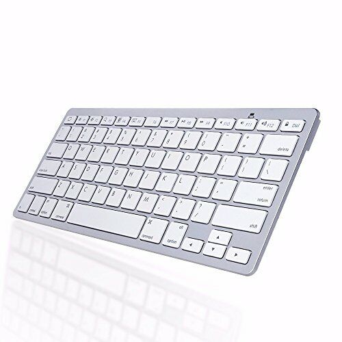 Ultra Slim Wireless Bluetooth Keyboard (Silver/White)