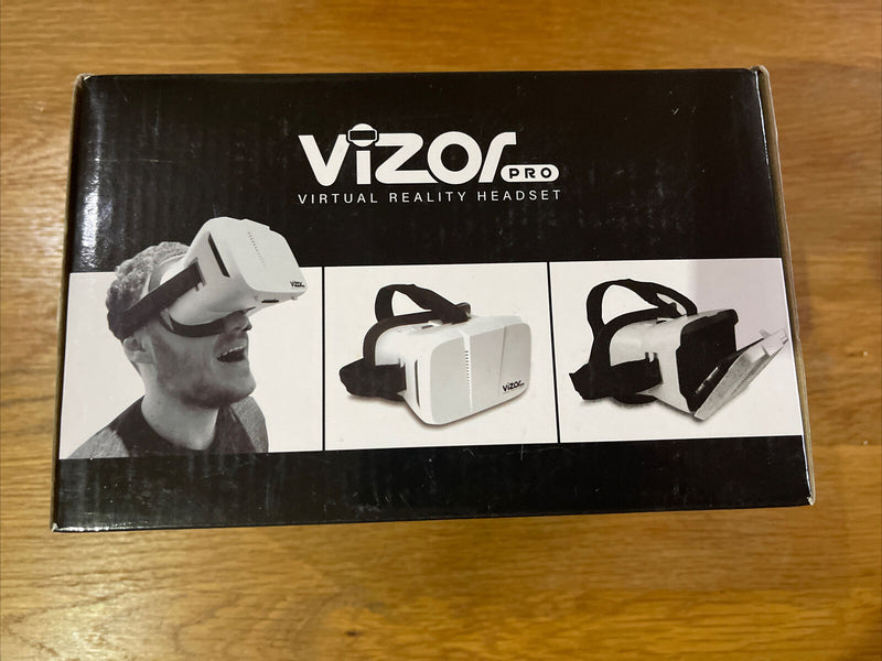 Vizor Pro Virtual Reality Headset in white with the head staps