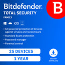 Bitdefender Total Security Family 25 Device, 1 Year - Download Version