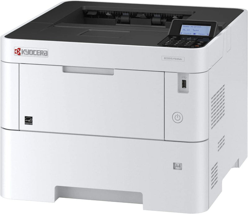 Kyocera ECOSYS P3145DN 45ppm A4 black and white Printer, 512MB as standard (Max 2.5GB) 1200x1200dpi, Network and Duplex as standard. Paper standard 600, max 2,600 sheets.