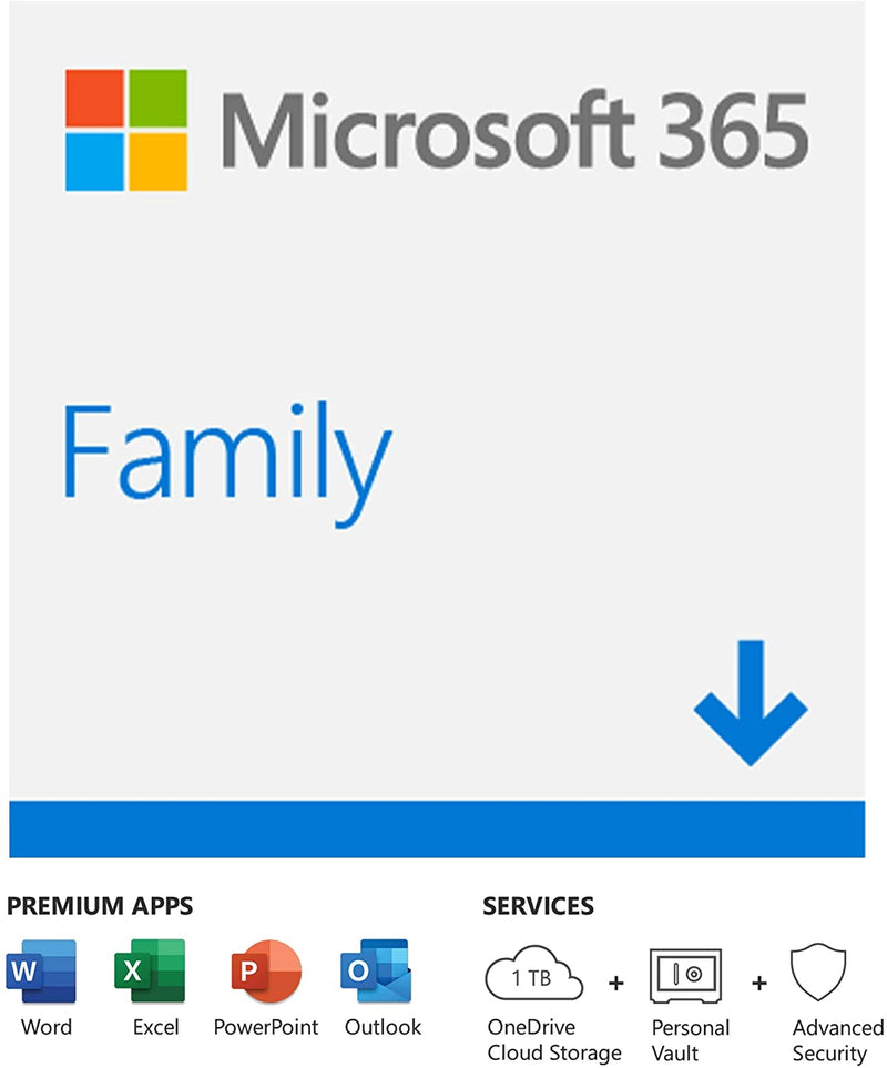 Microsoft 365 Family | Office 365 apps | up to 6 users | 1 year subscription | Multiple PCs/Macs, Tablets and Phones | Download